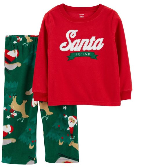 Tod Carter's Boys Girls SANTA SQUAD Fleece Christmas Pajamas Size 2T 3T  NWT - Picture 1 of 5